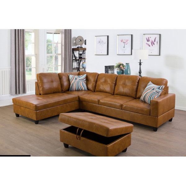 Latitude Run® Ellenville 3 Piece Vegan Leather Sectional & Reviews